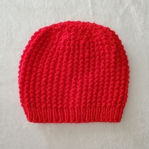Handmade knit red hat